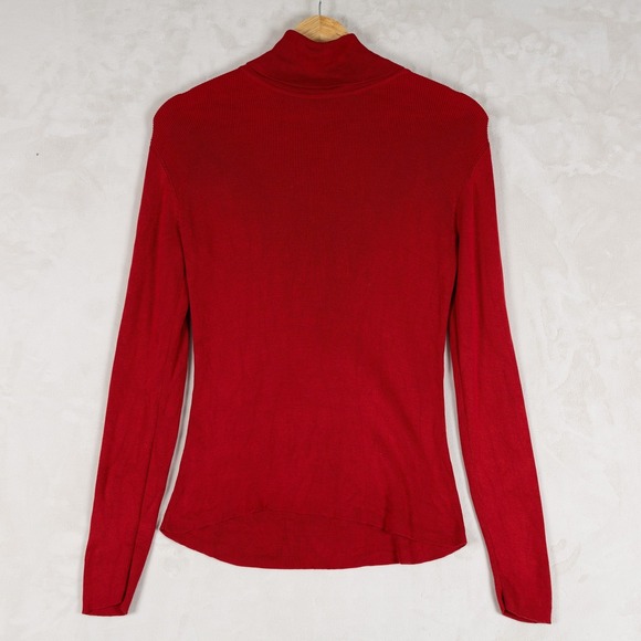 Ann Taylor Silk Turtleneck Ribbed‎ Sweater Red XS Lightweight 100% Silk - Picture 3 of 9